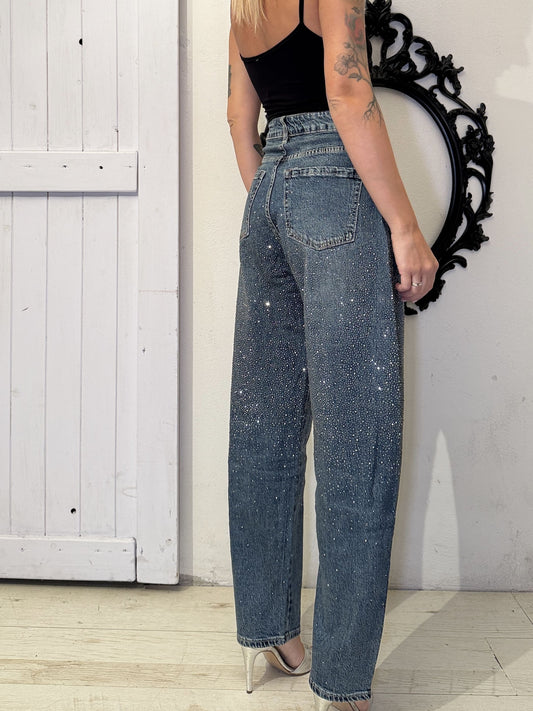 Jeans balloon strass