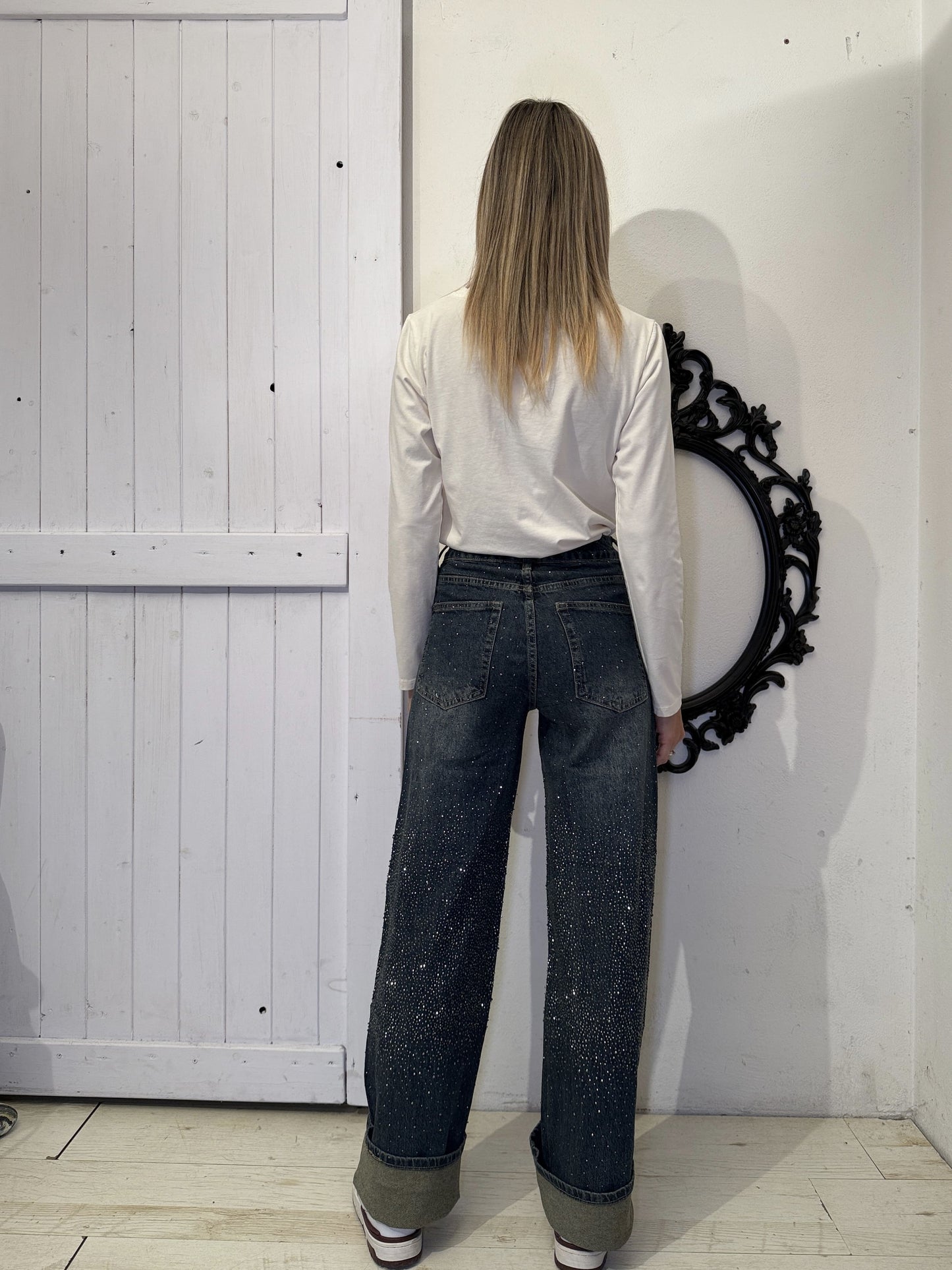 Jeans sigaretta strass