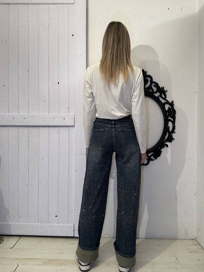 Jeans sigaretta strass