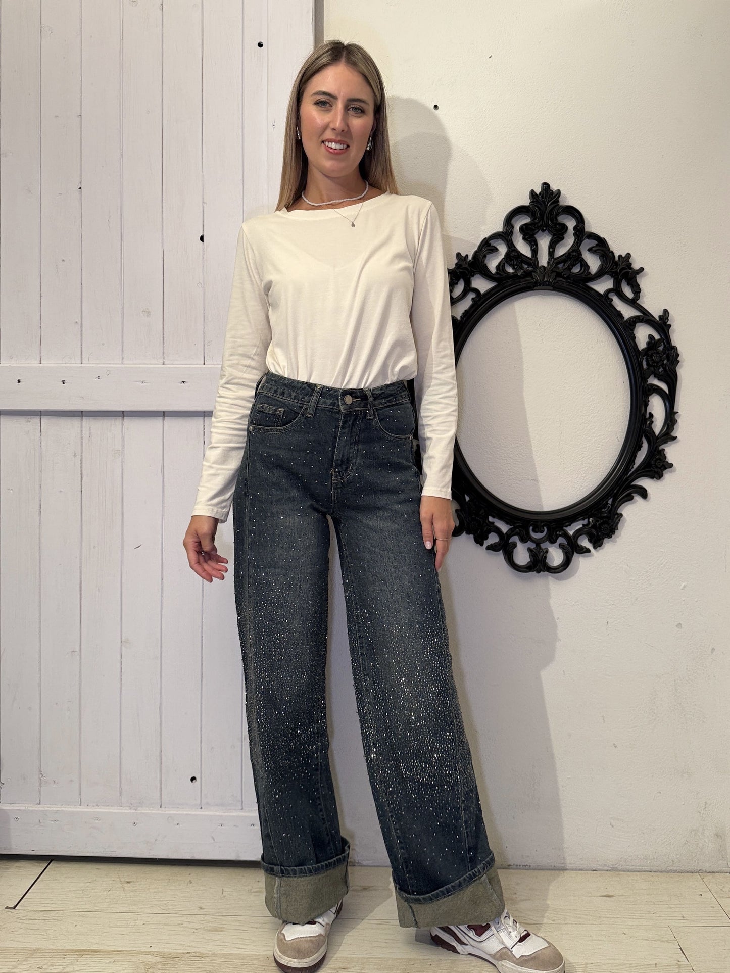 Jeans sigaretta strass