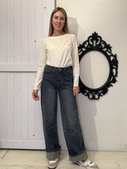 Jeans sigaretta strass