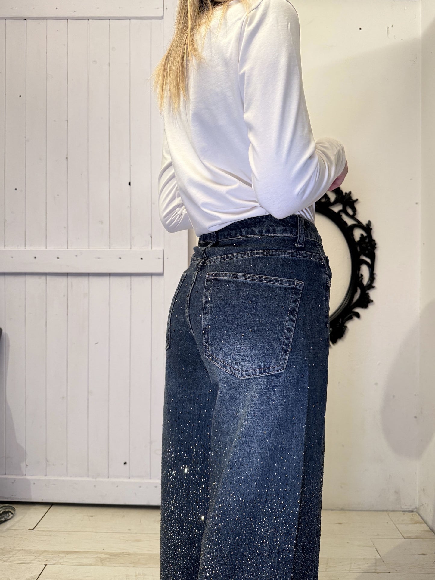 Jeans sigaretta strass