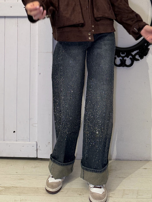 Jeans sigaretta strass