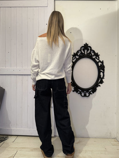 Jeans cargo balloon scuro