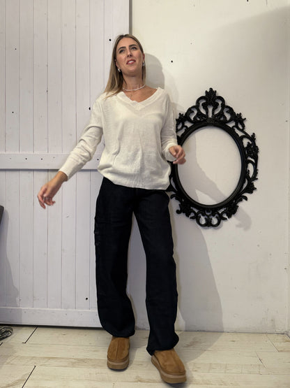 Jeans cargo balloon scuro