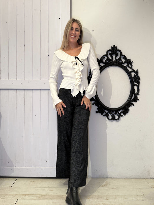 Pantaloni in maglia lurex