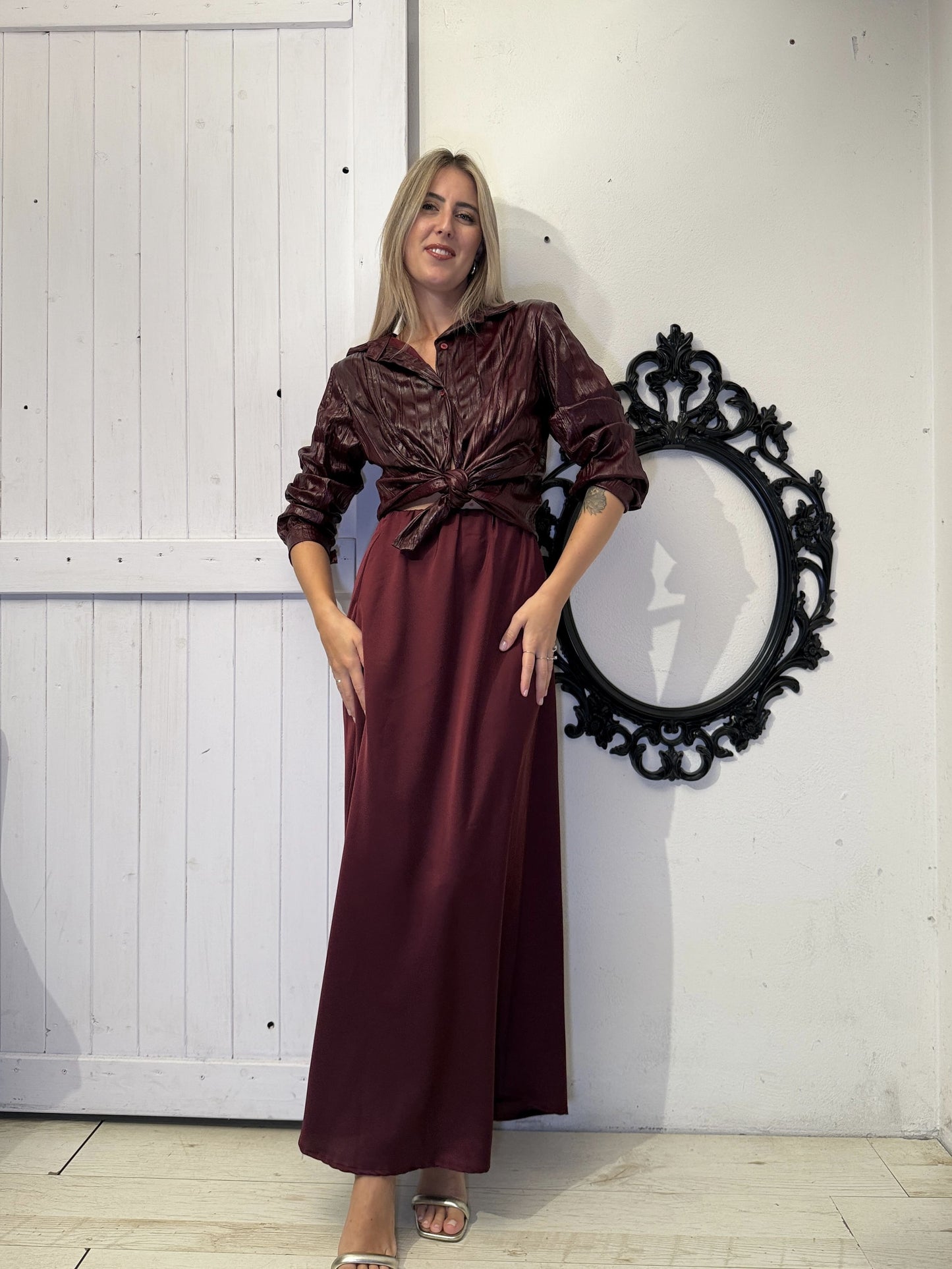 Camicia vernice bordeaux
