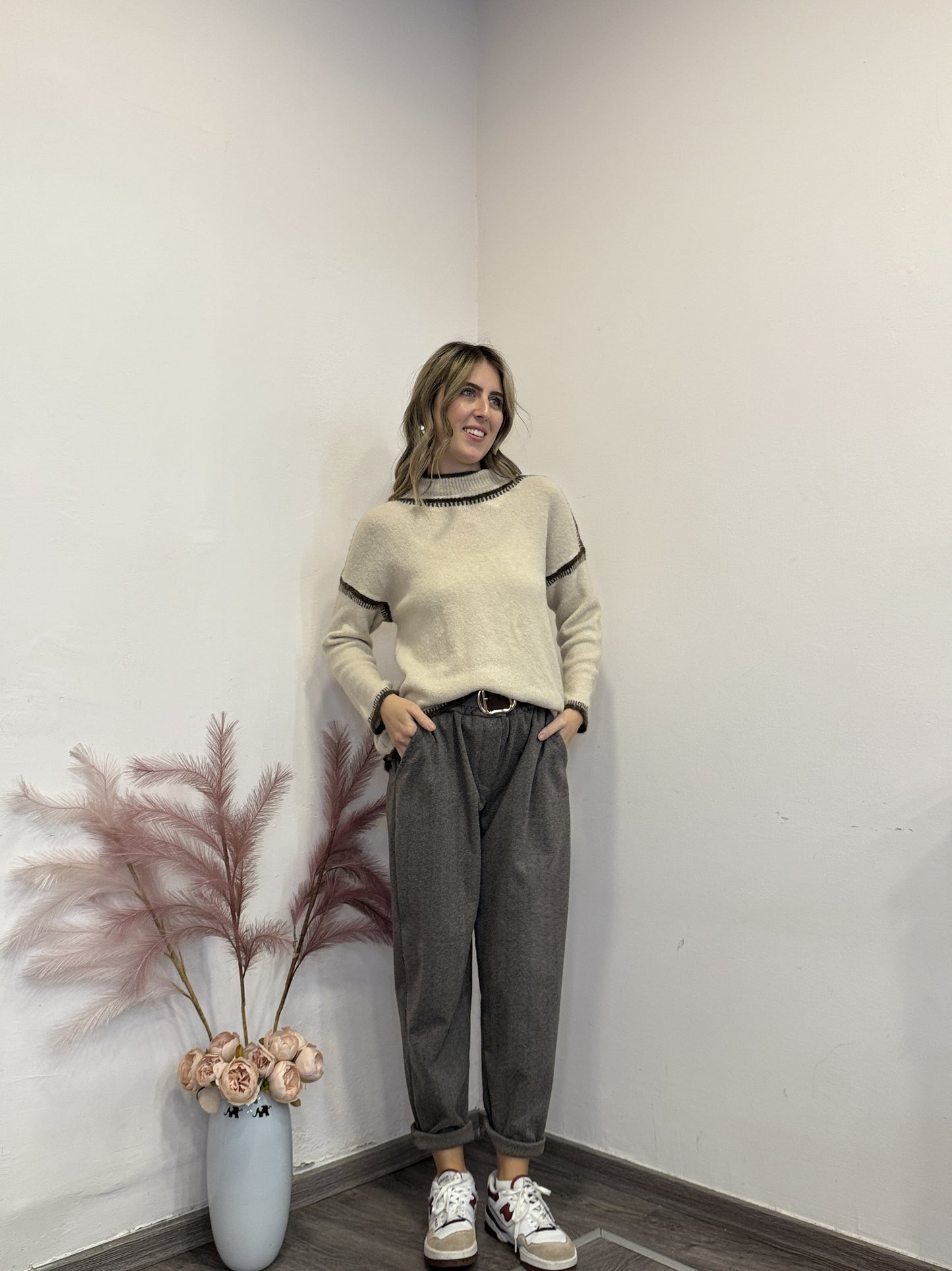 Pantaloni in panno ovetto