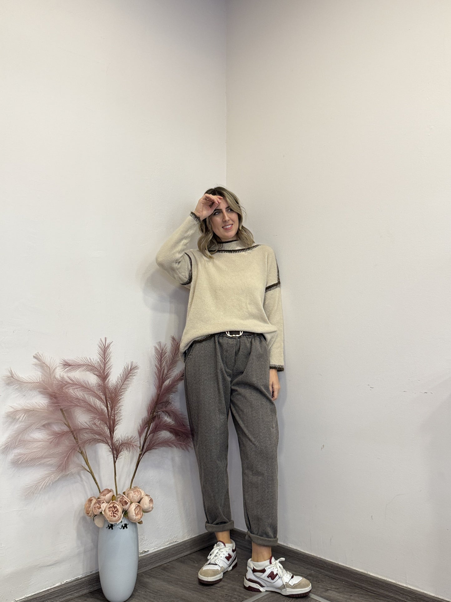 Pantaloni in panno ovetto