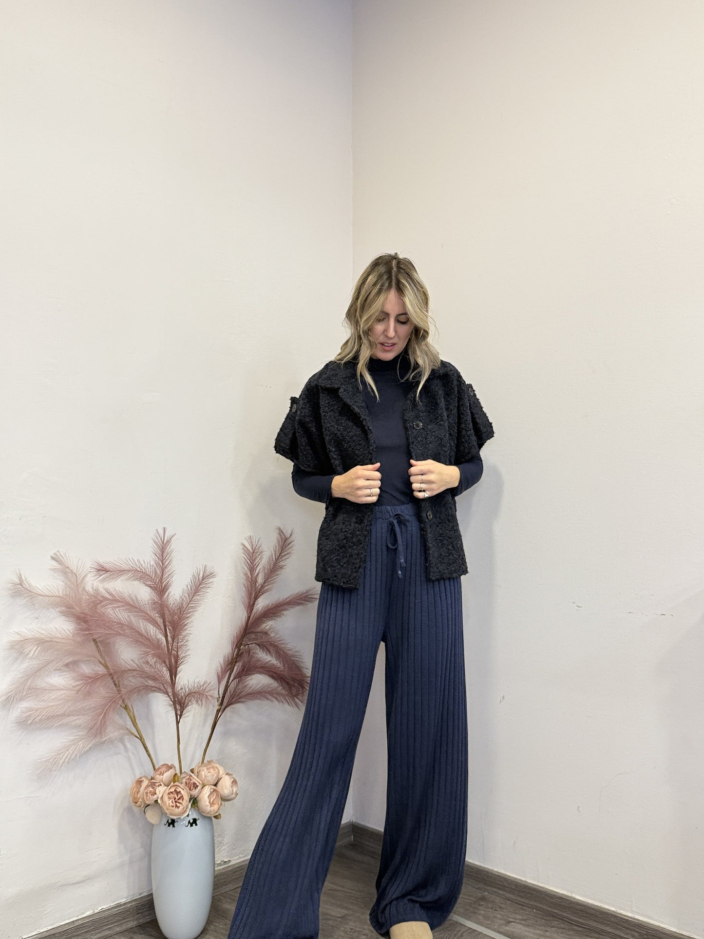 Pantaloni viscosa coste