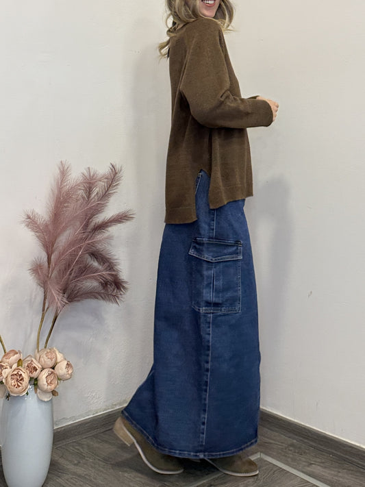 Maglione misto lana scollato