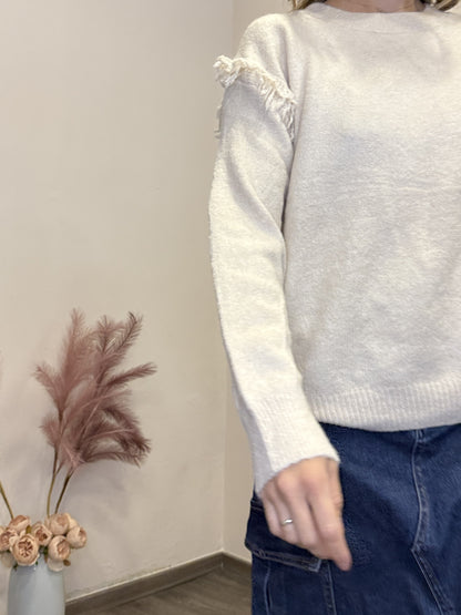 Maglione con frangette misto lana