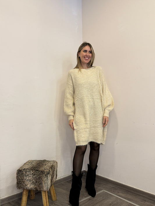 Abito in maglia misto lana panna