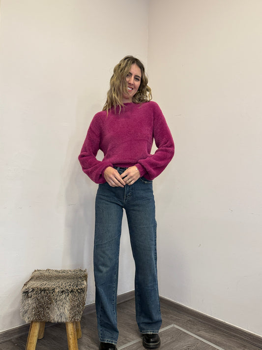 Maglione peluche coste