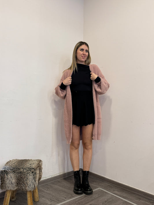 Cardigan peluche rosa