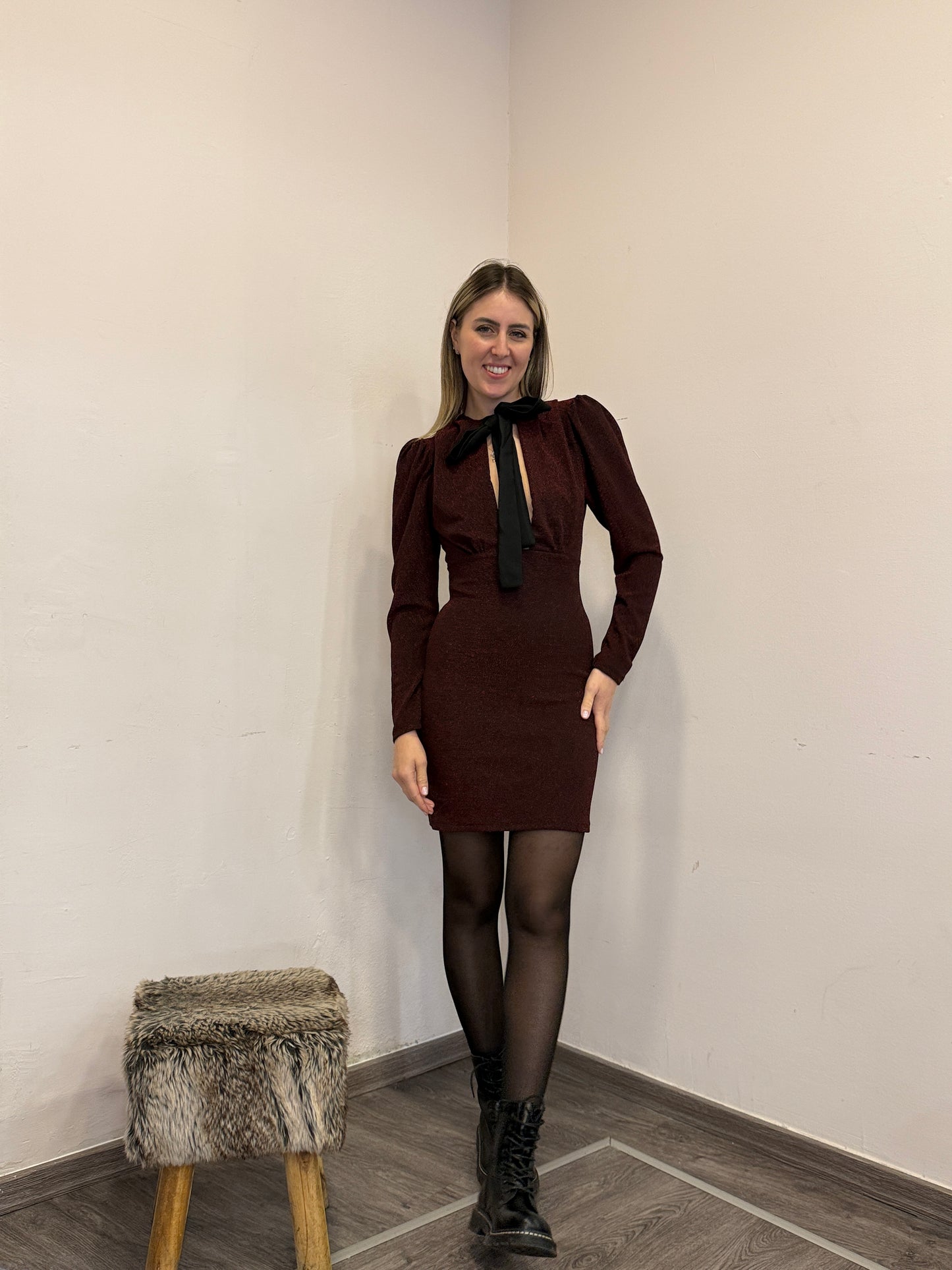 Abito lurex con fiocco