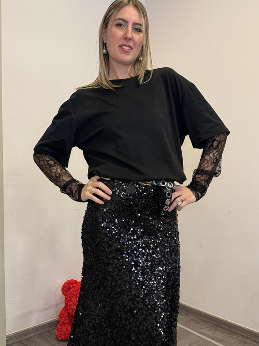Gonna paillettes nera