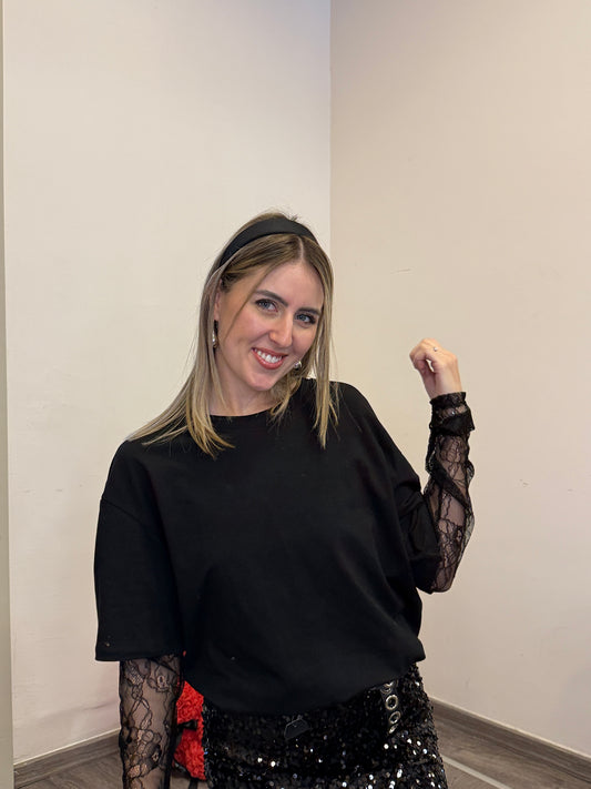 Maglia con maniche in pizzo mp87