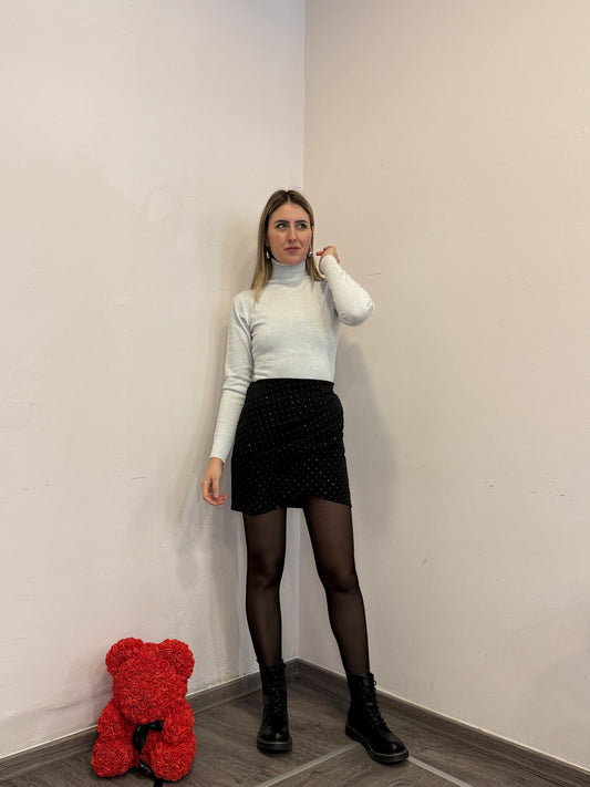 Gonna strass argento