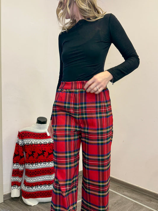 Pantaloni tartan rosso