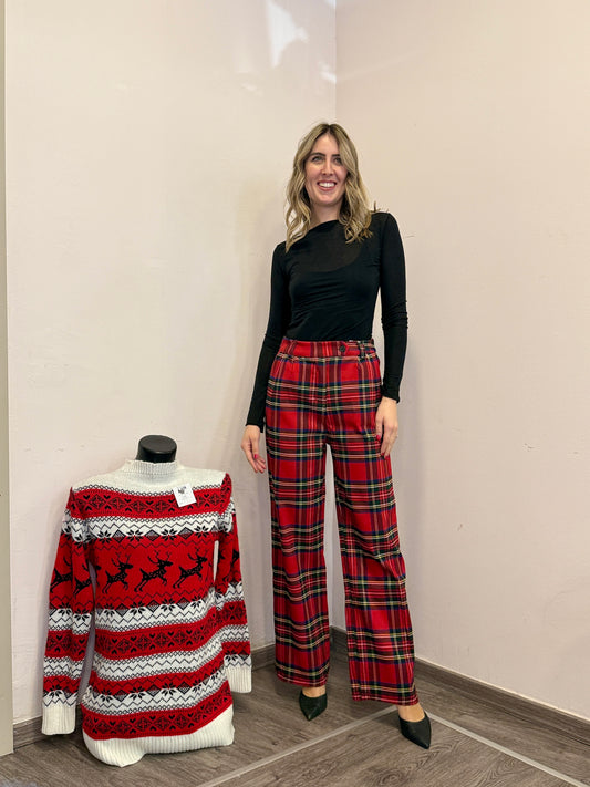 Pantaloni tartan rosso