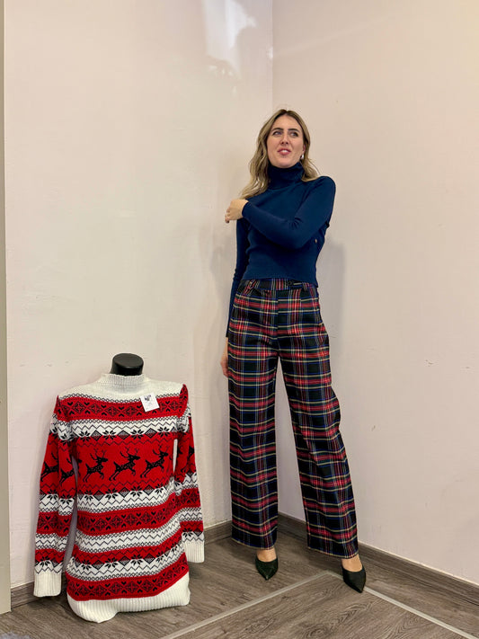 Pantaloni tartan blu