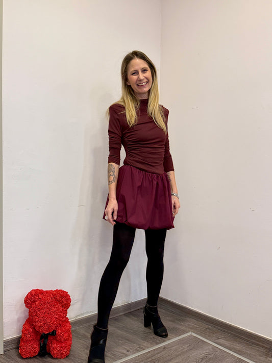 Abito velluto bordeaux av30