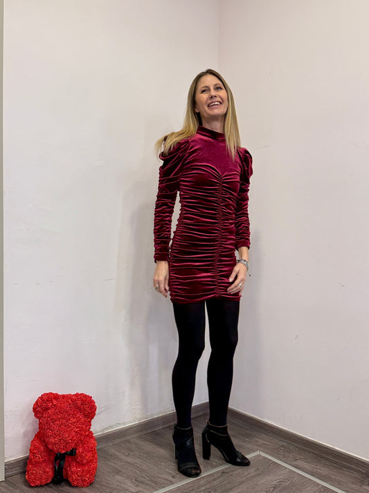 Abito velluto bordeaux av30