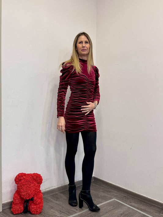 Abito velluto bordeaux av30