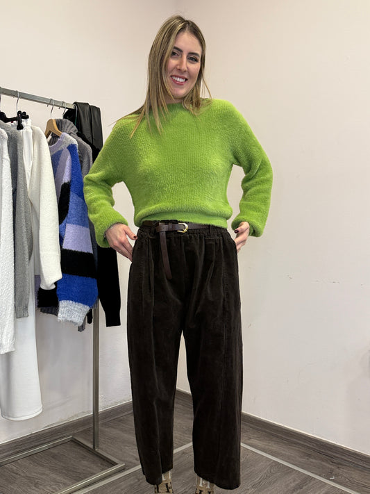 Pantaloni ovetto velluto costine