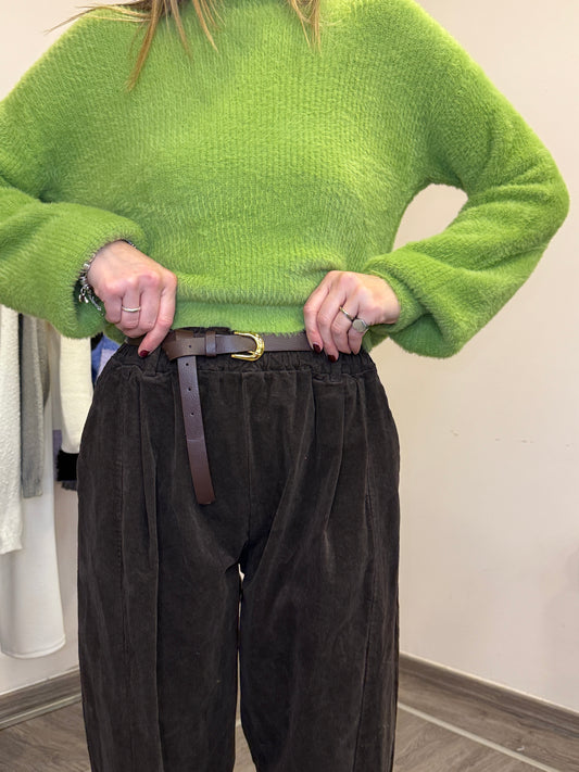 Pantaloni ovetto velluto costine