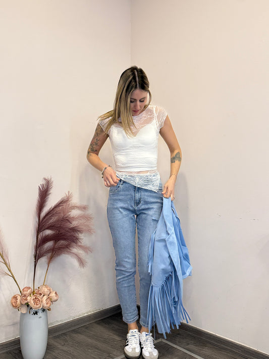 Maglietta pizzo asimmetrica