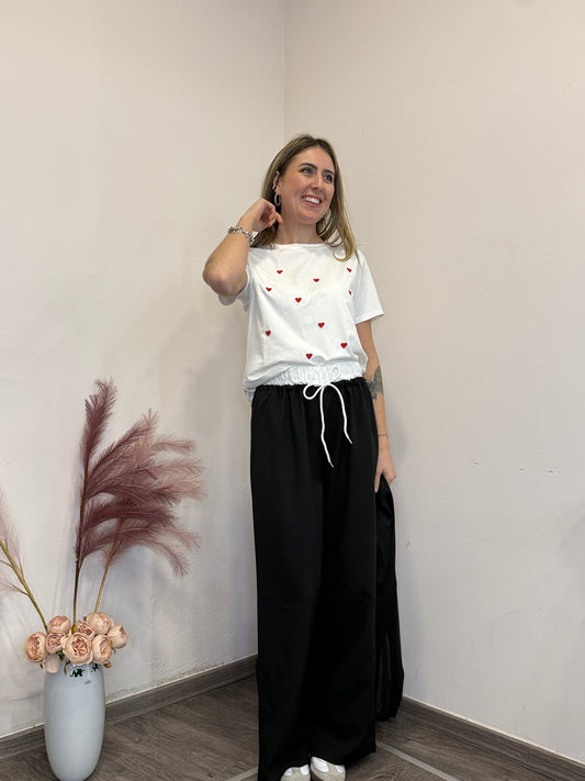 Pantaloni bicolor con coulisse