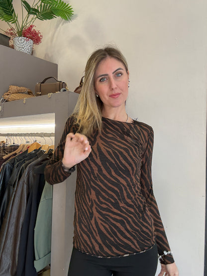Maglia cashmere girocollo animalier mar