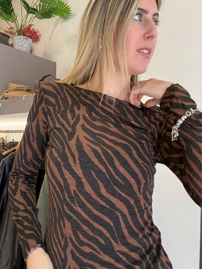 Maglia cashmere girocollo animalier mar