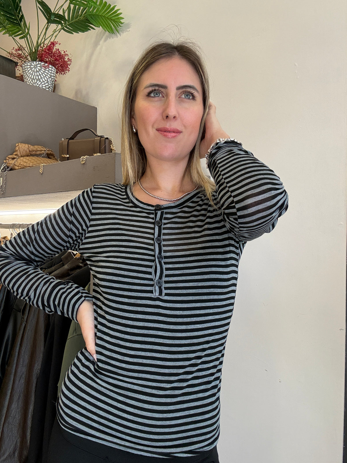 Maglia cashmere girocollo serafino grey