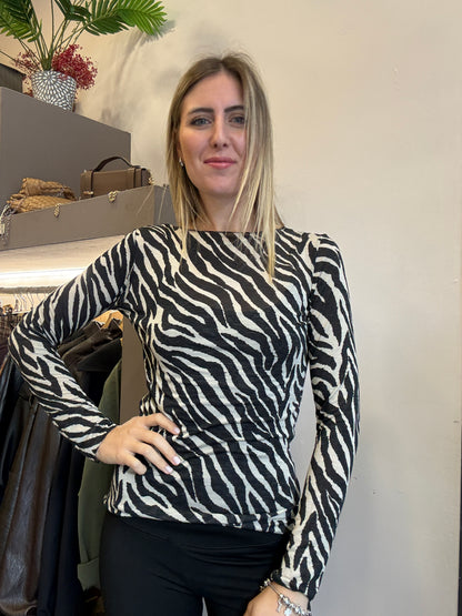 Maglia cashmere girocollo animalier bia