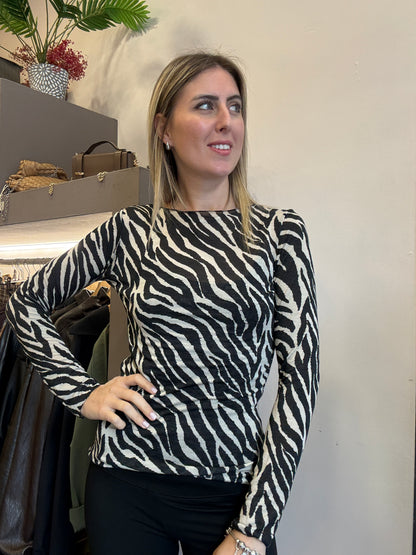 Maglia cashmere girocollo animalier bia