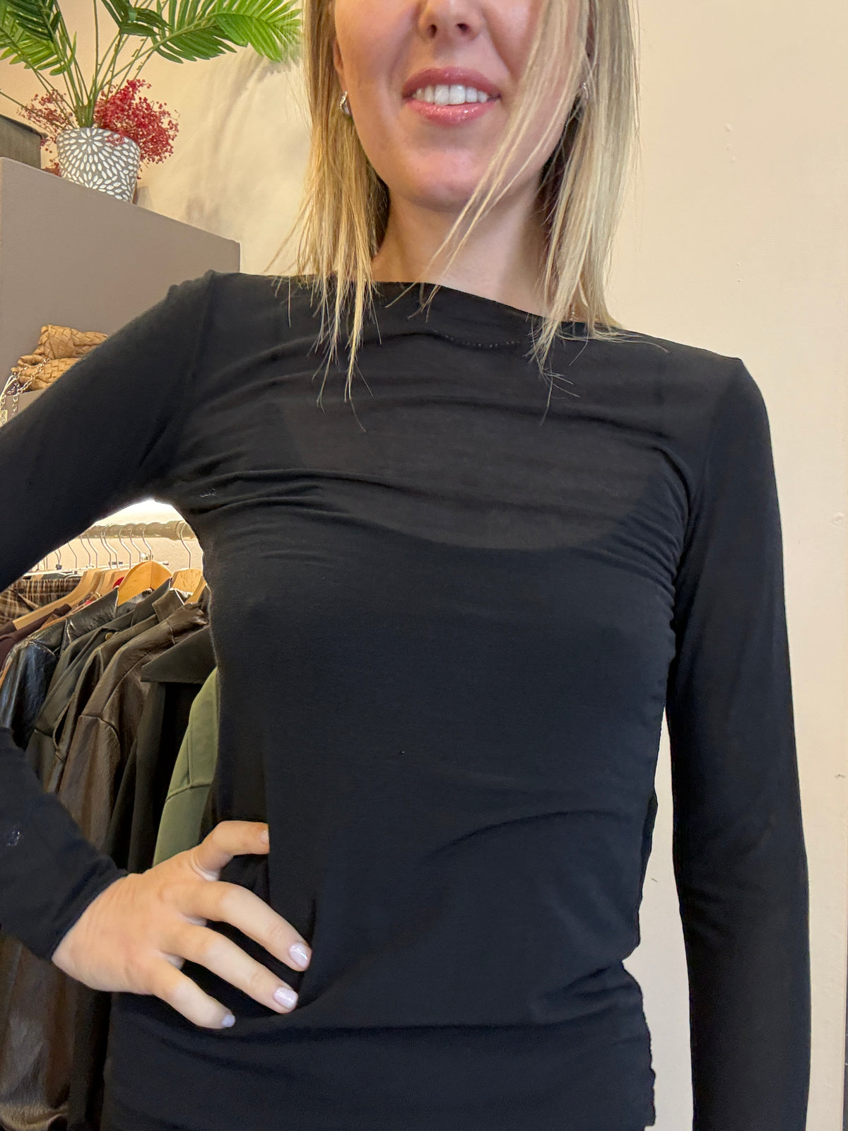 Maglia cashmere girocollo nero