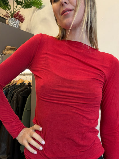 Maglia cashmere girocollo rosso