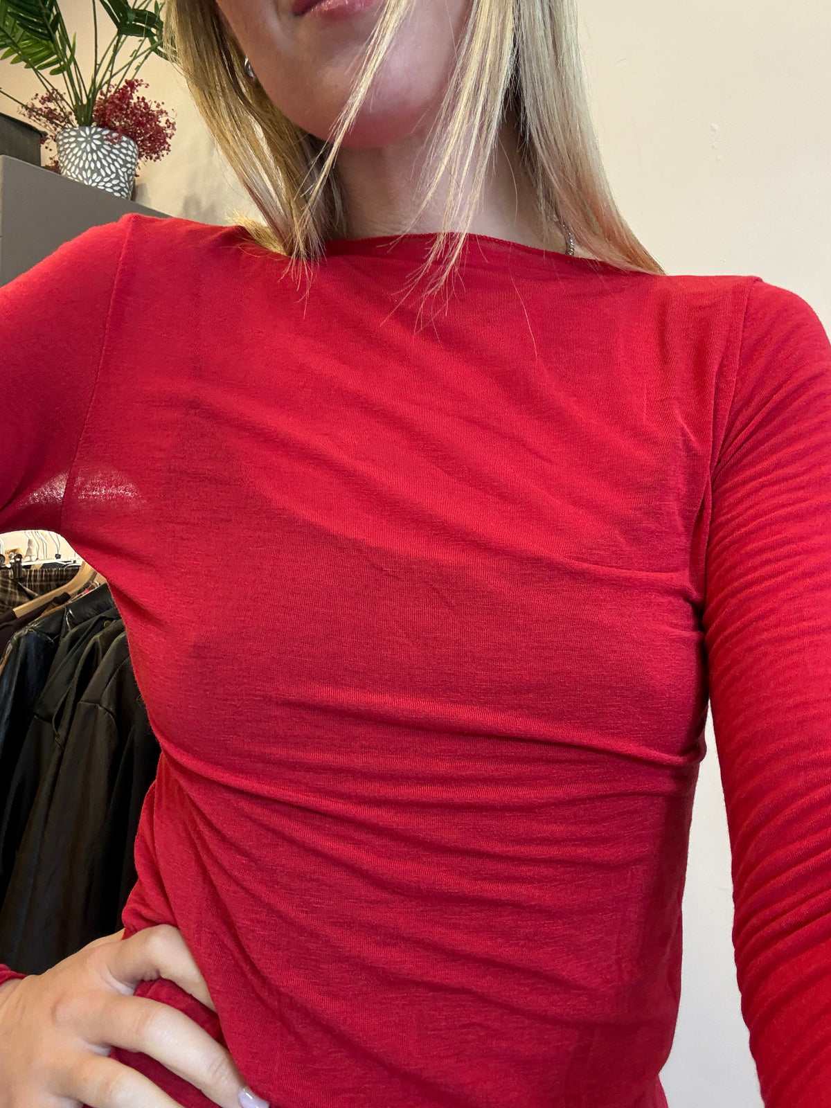 Maglia cashmere girocollo rosso