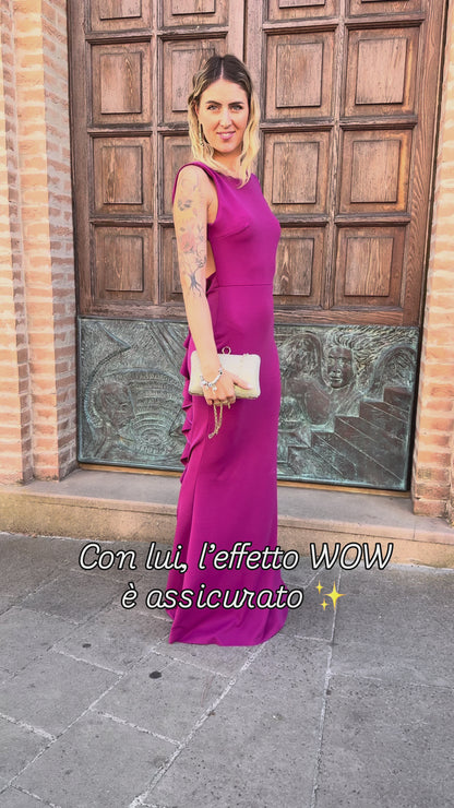 Abito cerimonia ac763 melanzana